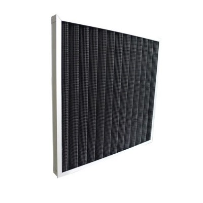 Aluminum Frame Black Synthetic Fabric Panel Pleated Pre Carbon Air Filter