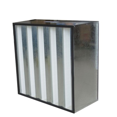 Galvanized Box V Bank High Velocity HEPA Filter With Efficiencies H13 H14