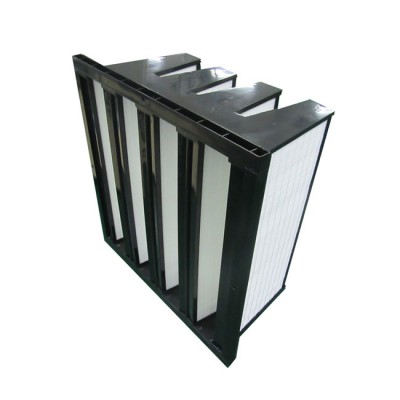 High Efficiency H13, H14 Aluminum Frame Mini Pleated V Bank Air Filter for House Ventilation